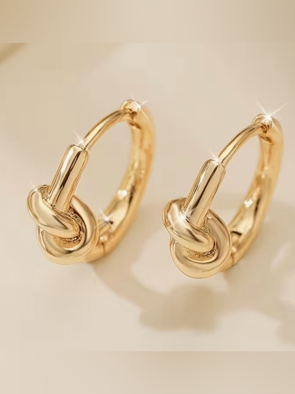 Single Knot Gold Tone Huggie Earrings New